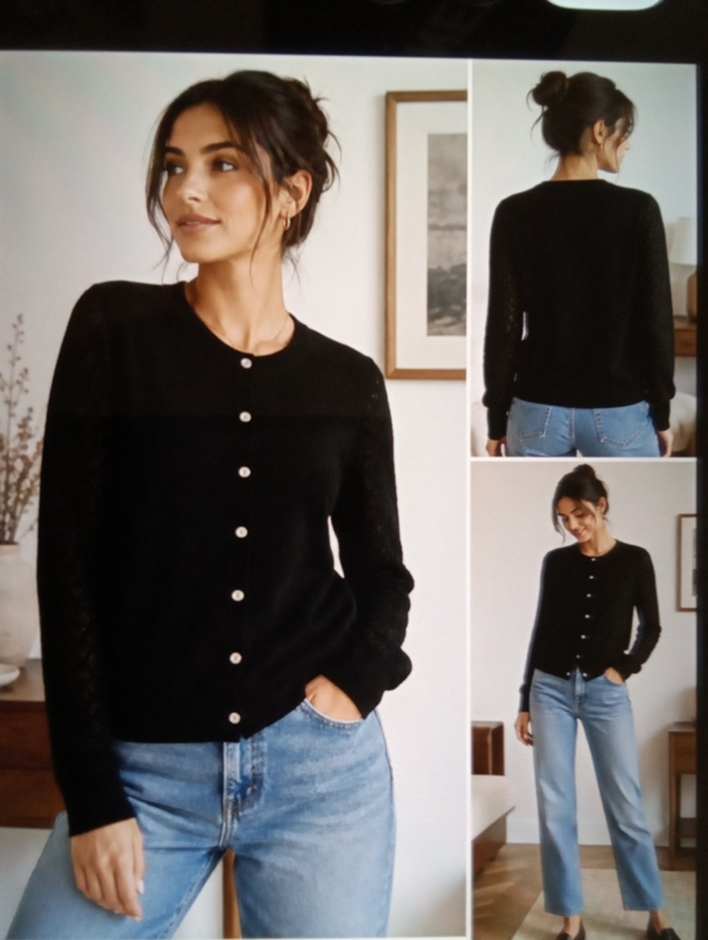 A.P.C. Black Button-Front Women's Sweater Merino Wool Blend Luxury Preppy Small